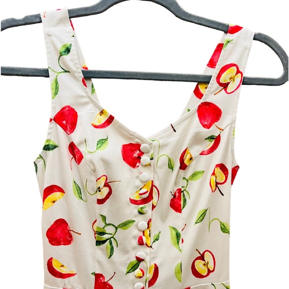 Miss Lulo Mini Retro Floral Apples Dress Size XS 96% Cotton 4% Spandex Preowned - Picture 7 of 16